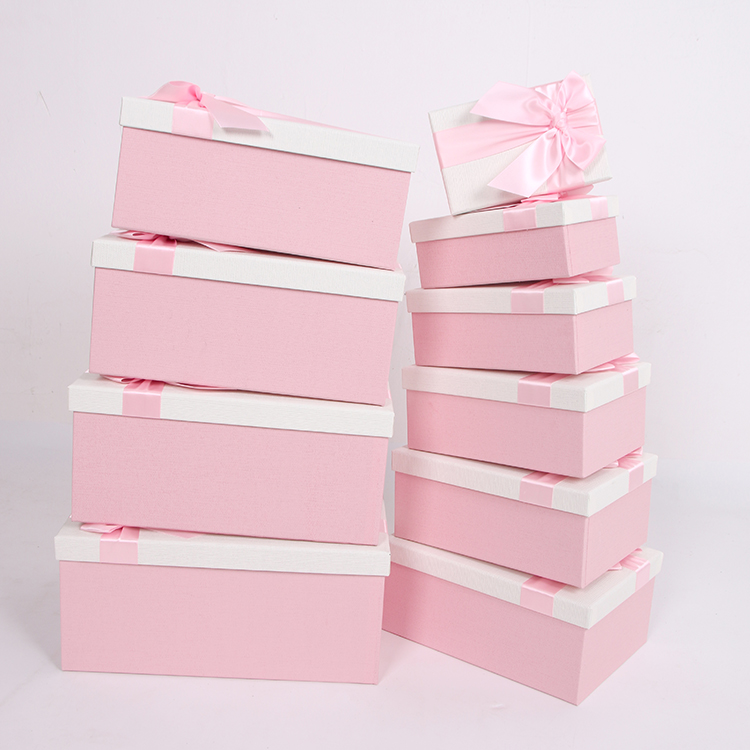 Customized Luxurious Rigid Square Gift Box with Embossing and Ribbon Printing High Quality Small Business Gift Box