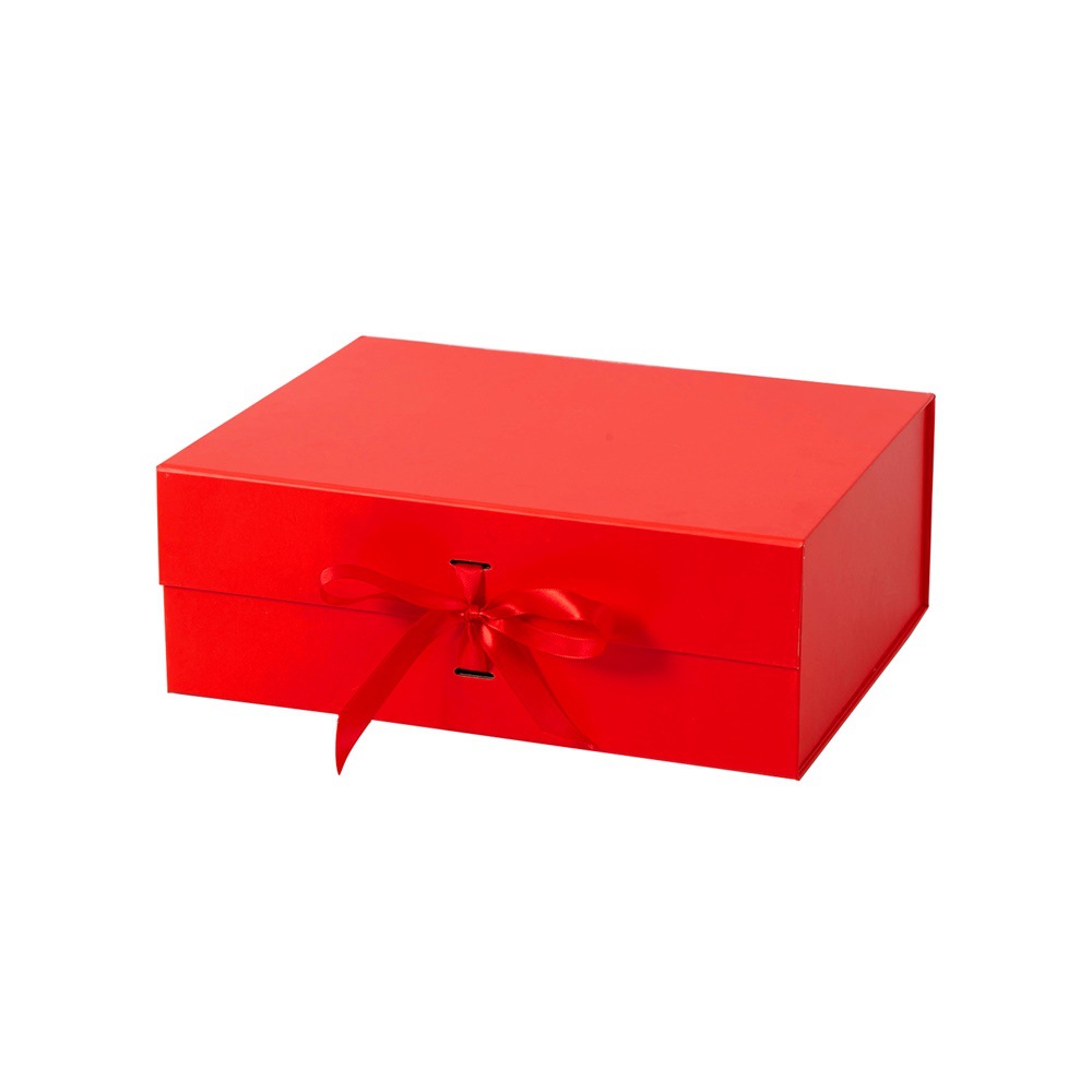 Customizable Rectangular Ribbon Folding Business Flip-top Gift Box Foldable Packaging Carton International Trade Universal Boxes
