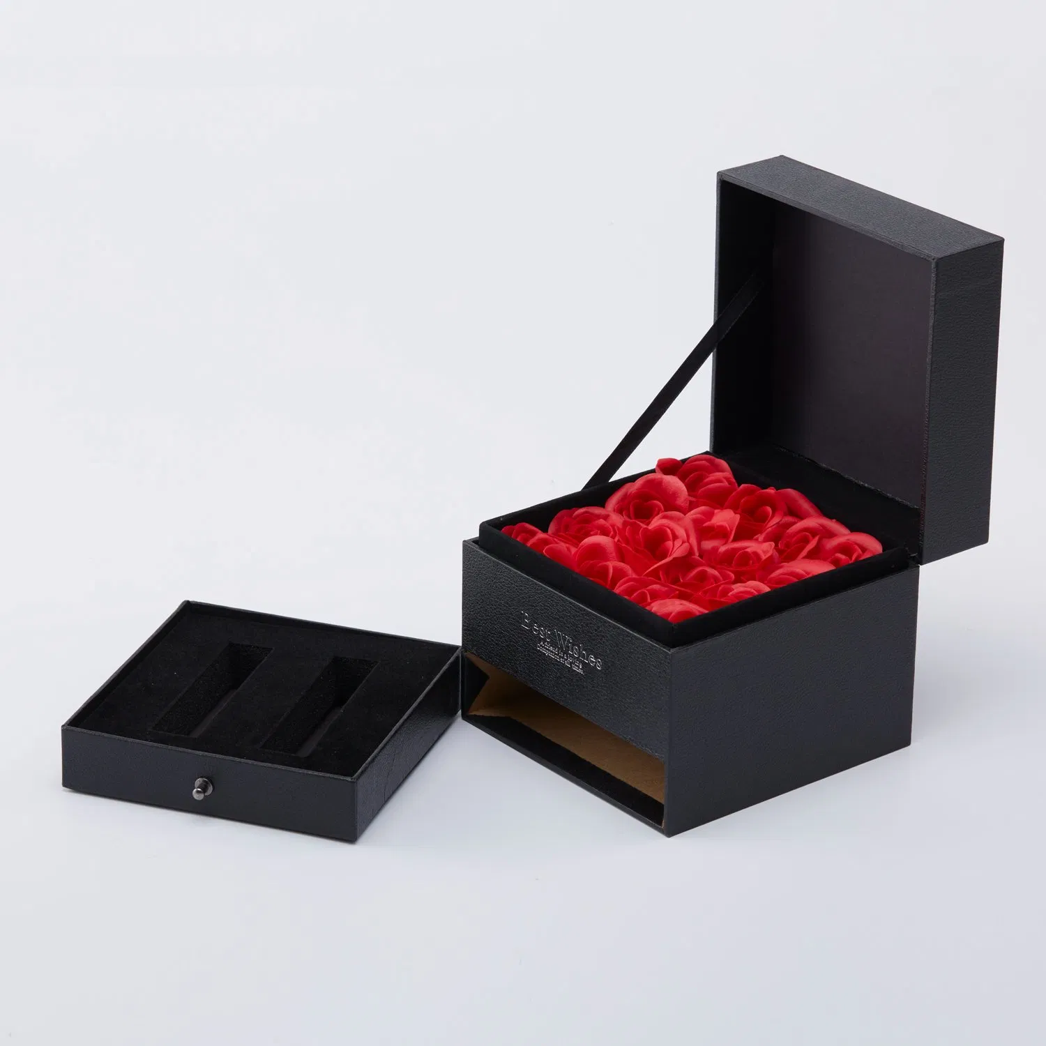 Factory Price Luxury Custom Jewellery Gift Box Hot Product Box Black Box Rose Flower Decorate