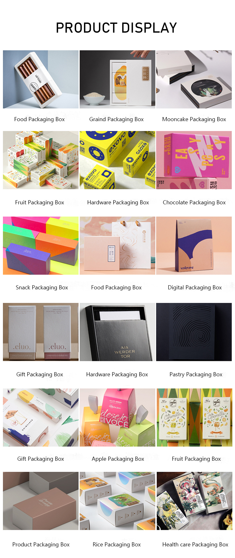 Custom Eco-friendly Logo Printed Paper Cosmetic Food Product Packaging Boxes Gift Box