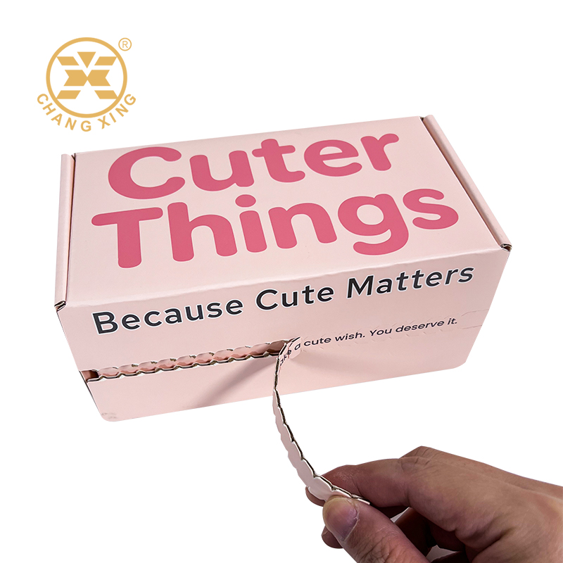 Custom Printed Folding Corrugated Shipping Box Easy Tear Zip Strip Packaging Solutions Mailer Paper Boxes for Cosmetic