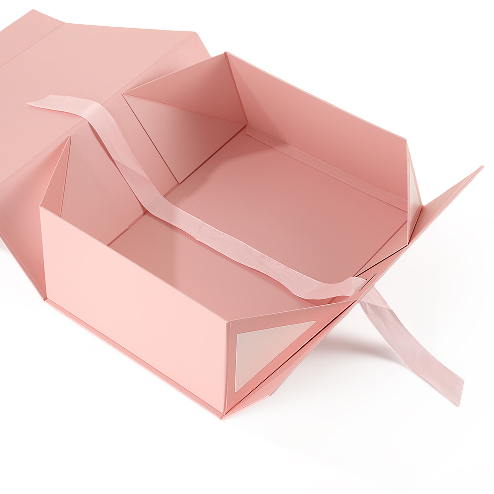 Specialty Paper Folding Gift Box Flip Magnetic Absorption Artistic Small Rectangular Valentine's Day Bow Packaging Printing