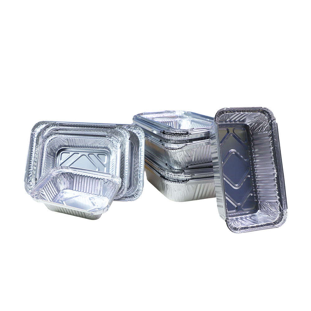 Hot Sale Aluminum Foil Container Food Packaging Disposable Cooking Take Away Tray Aluminum Foil Box with Lid