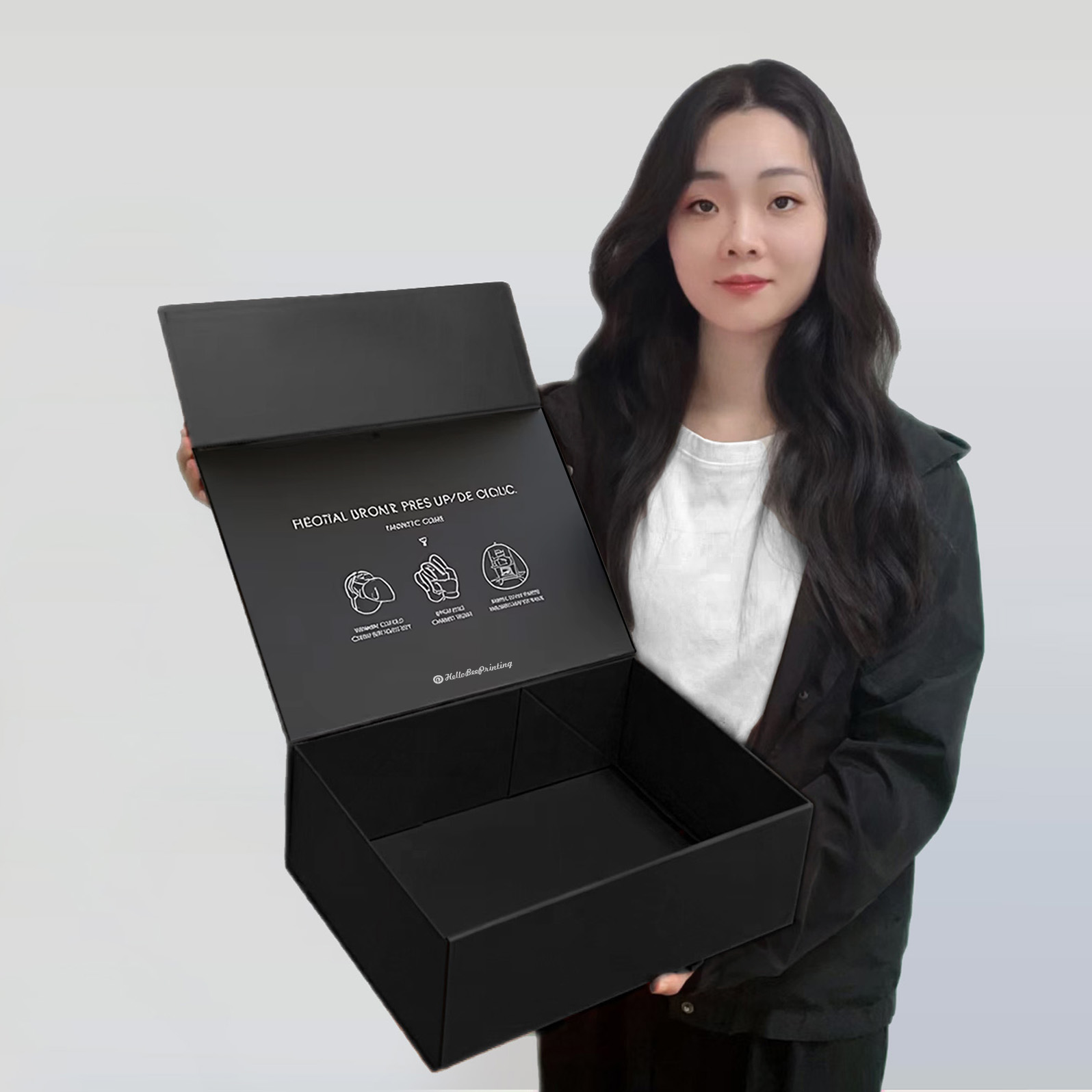 JeyBox Factory Wholesale Custom Printed Handmade Luxury Rigid Paper Cardboard Black Simple Empty Magnetic Closure Gift Box