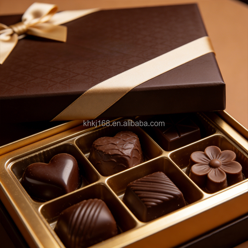 Custom Chocolate Gift Box with Divider 8 12 16 Grid Food Grade Coated Paper Rectangle Packaging