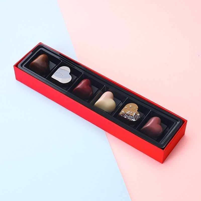 Custom Printed Rigid Paper Empty Candy Box for 6 Piece with Insert for 6-piece Luxury Customized Chocolate Gift Packaging Box