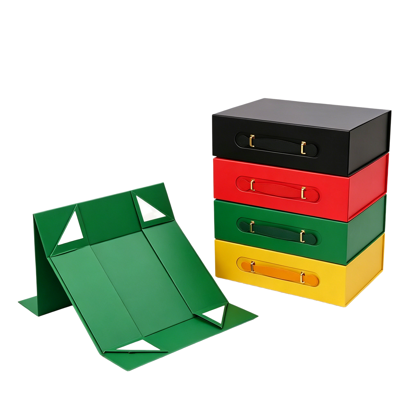 Custom High-End Foldable Magnetic Gift Box Handle Portable Flip Top Matt Lamination Personalized Colorful Recycled Materials