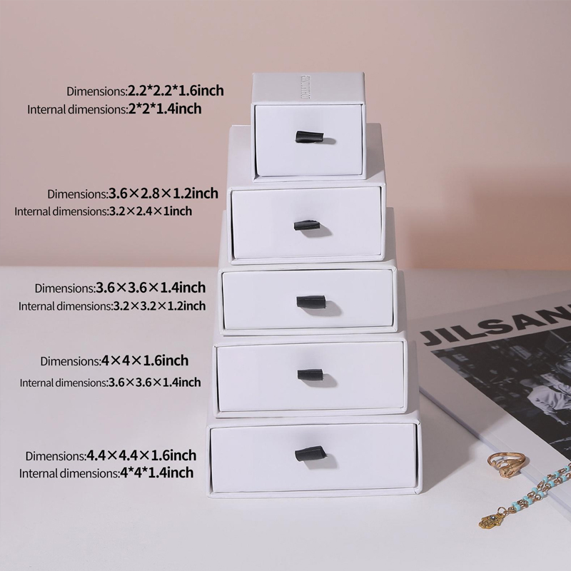 PUPPYSEW Custom 8*8cm Drwer Box White Jewelry Packaging Box High Quality Jewelry Drawer Boxes With Jewelry Pouch Bag