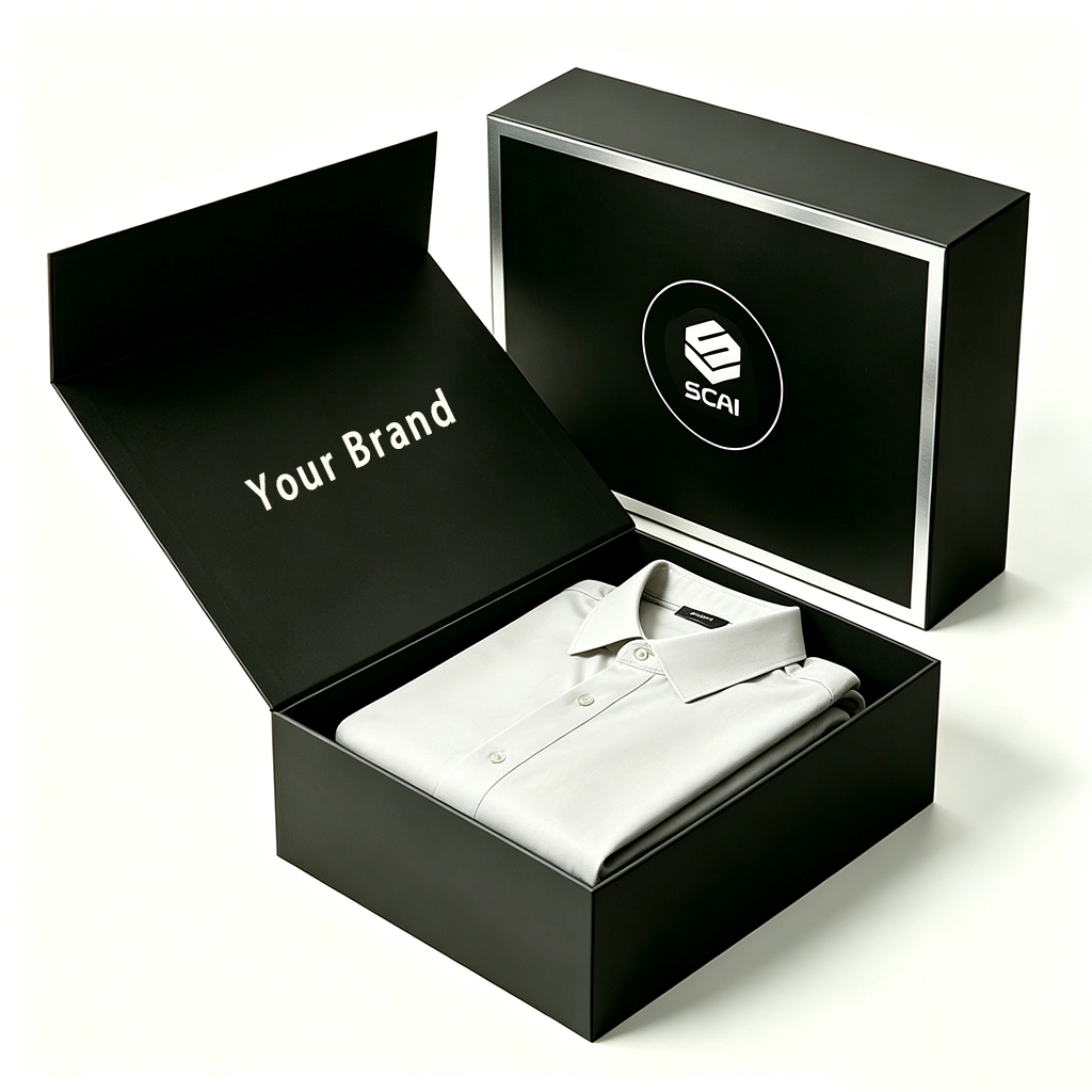 Custom Logo Factory Wholesale Luxury Black Paper Rigid Cardboard Packaging Magnetic Closure Gift Box for Shoes Clothing Hat