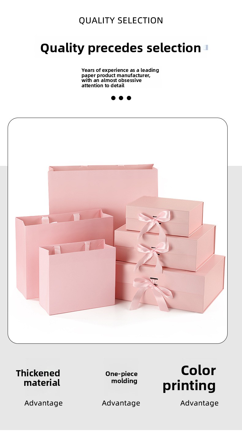 Specialty Paper Folding Gift Box Flip Magnetic Absorption Artistic Small Rectangular Valentine's Day Bow Packaging Printing