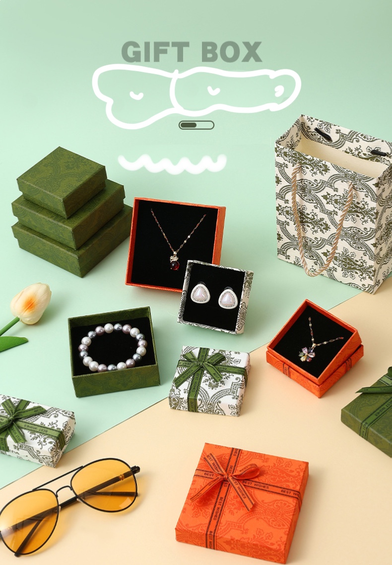 Gift Carton Necklace Gift Set Earring Box Bow Customizable Handmade Drawer Box for Packaging Clothing Jewelry
