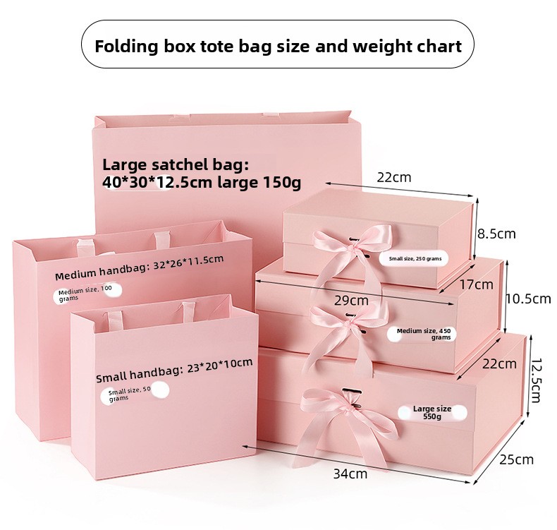 Specialty Paper Folding Gift Box Flip Magnetic Absorption Artistic Small Rectangular Valentine's Day Bow Packaging Printing