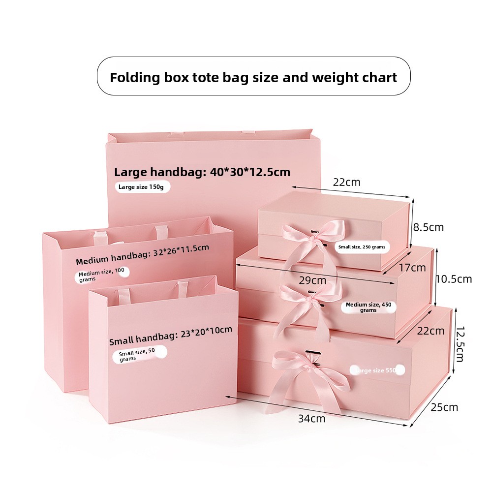 Specialty Paper Folding Gift Box Flip Magnetic Absorption Artistic Small Rectangular Valentine's Day Bow Packaging Printing
