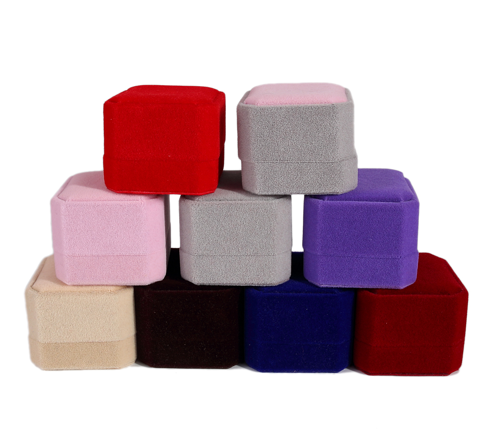 10 Colors Engagement Wedding Premium Velvet Ring Box Jewelry Packaging Gift Box Packaging