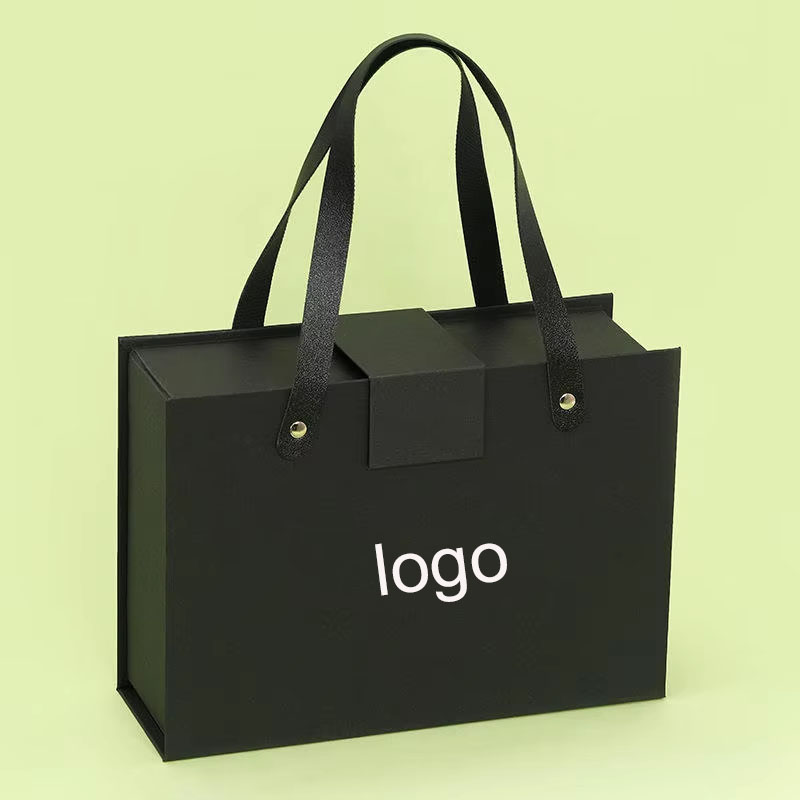 Customized Logo Recyclable Foldable Gift Packaging Box with Magnetic Closure Handle Offset Printed Hardboard Folding Gift Box