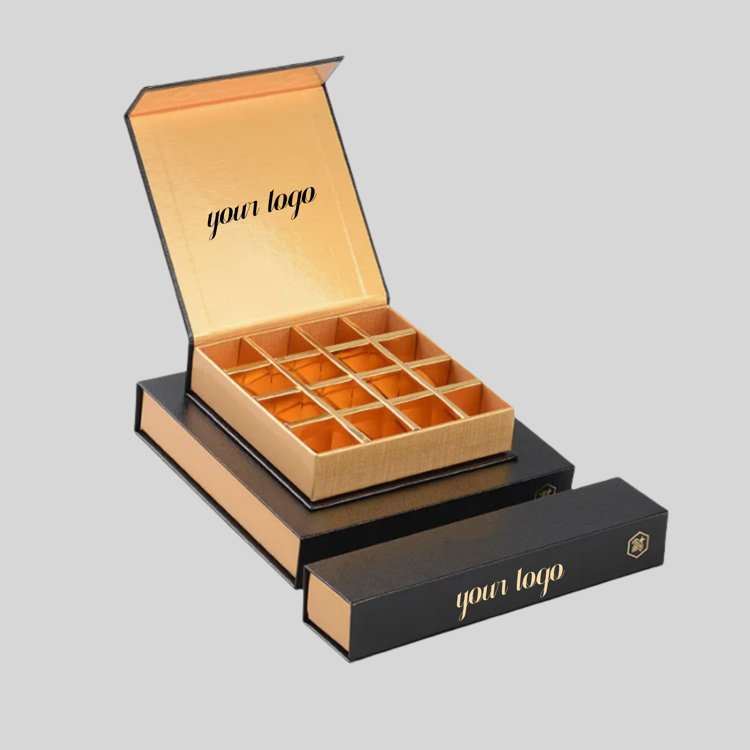Custom Printed Gold Foil Logo Luxury Chocolate Magnetic Gift Box Rigid Cardboard Packaging Box with Insert