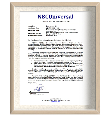 NBCU Certificate