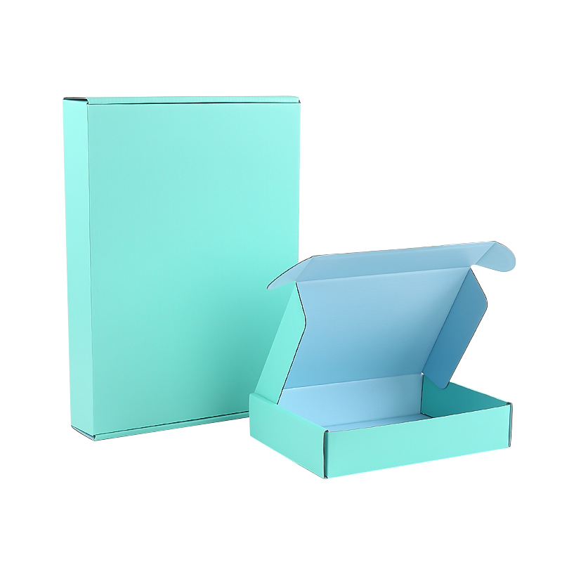 Wholesale Hard Blue Cardboard Paper Mailing Apparel Box Portable Custom Logo Printed Corrugated Shipping Cosmetic Box