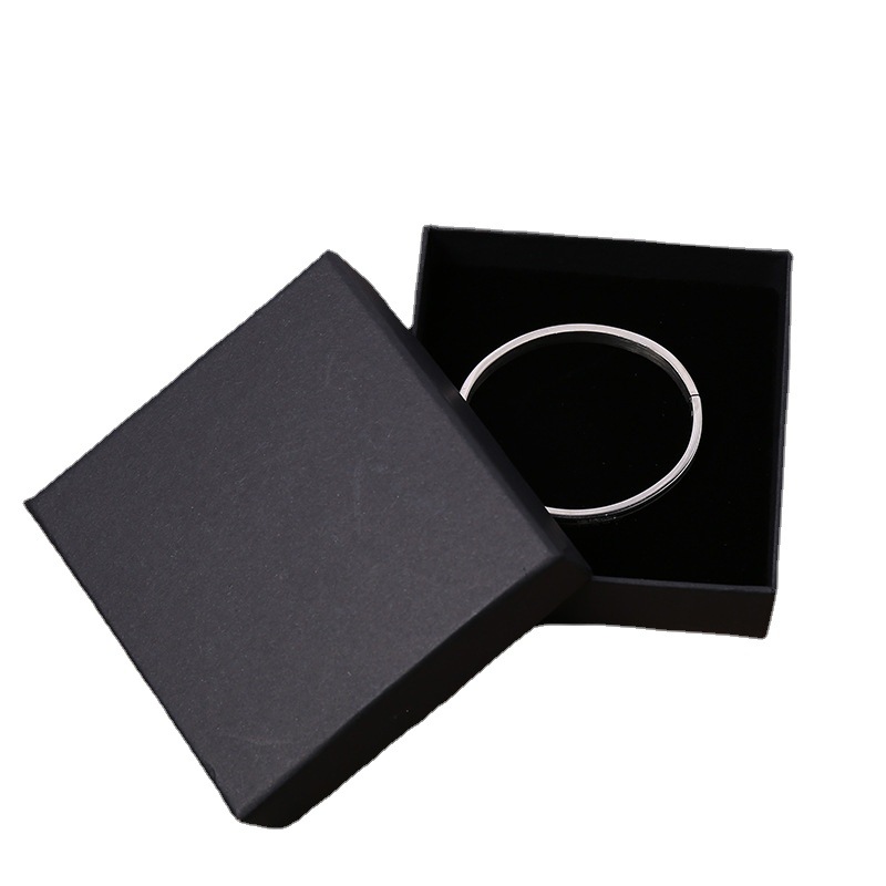 BINSHUO Wholesale Noble Black Gift Box Simple Style Ring Necklace Bracelet Jewelry Box Paper Gift Packing Box Customize Logo