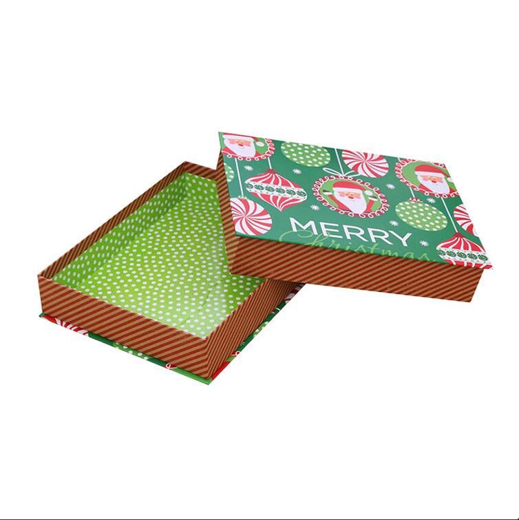 Generous Rectangular Handmade Rigid Lid and Base Christmas Gift Packaging Box Recyclable Hard Paper Box With Custom Logo