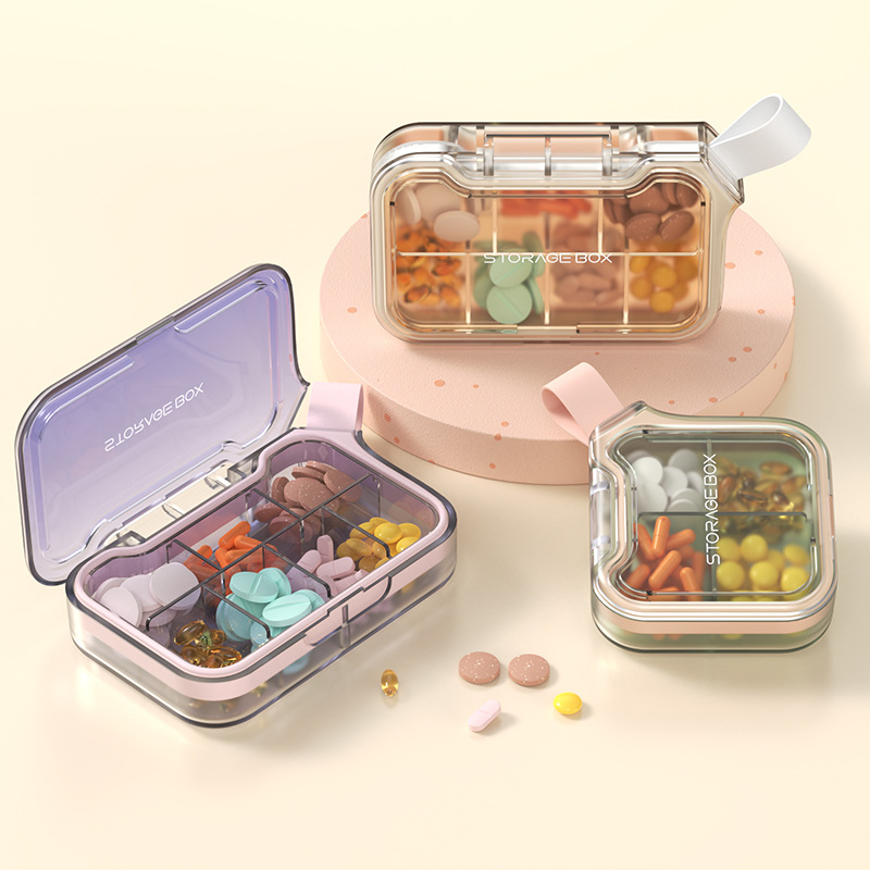 Portable Design 4 Grids Pill Box Organizer Outdoor Storage Case Promotional Gift