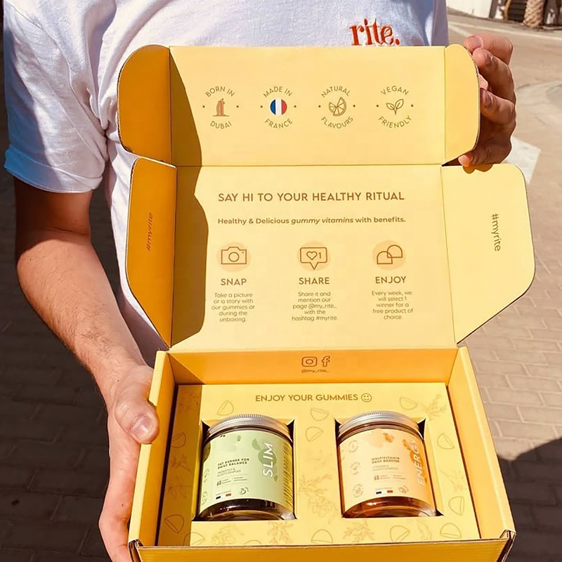Custom Printing Logo Supplements Product Packaging Paper Boxes Corrugated Cardboard Shipping Carton Mailer Box Candle Bottle