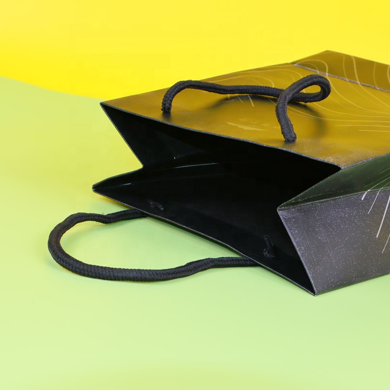 Custom Logo Printed Black Kraft Paper Bags Bulk Order Eco Friendly Wholesale Packaging Gift Box for Business
