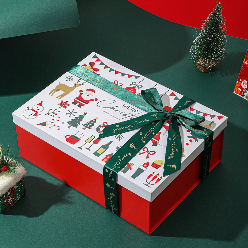 Wholesale Luxurious Merry Christmas New Year Gift Boxes for Present Folding Xmas Rigid Packaging Gift Box