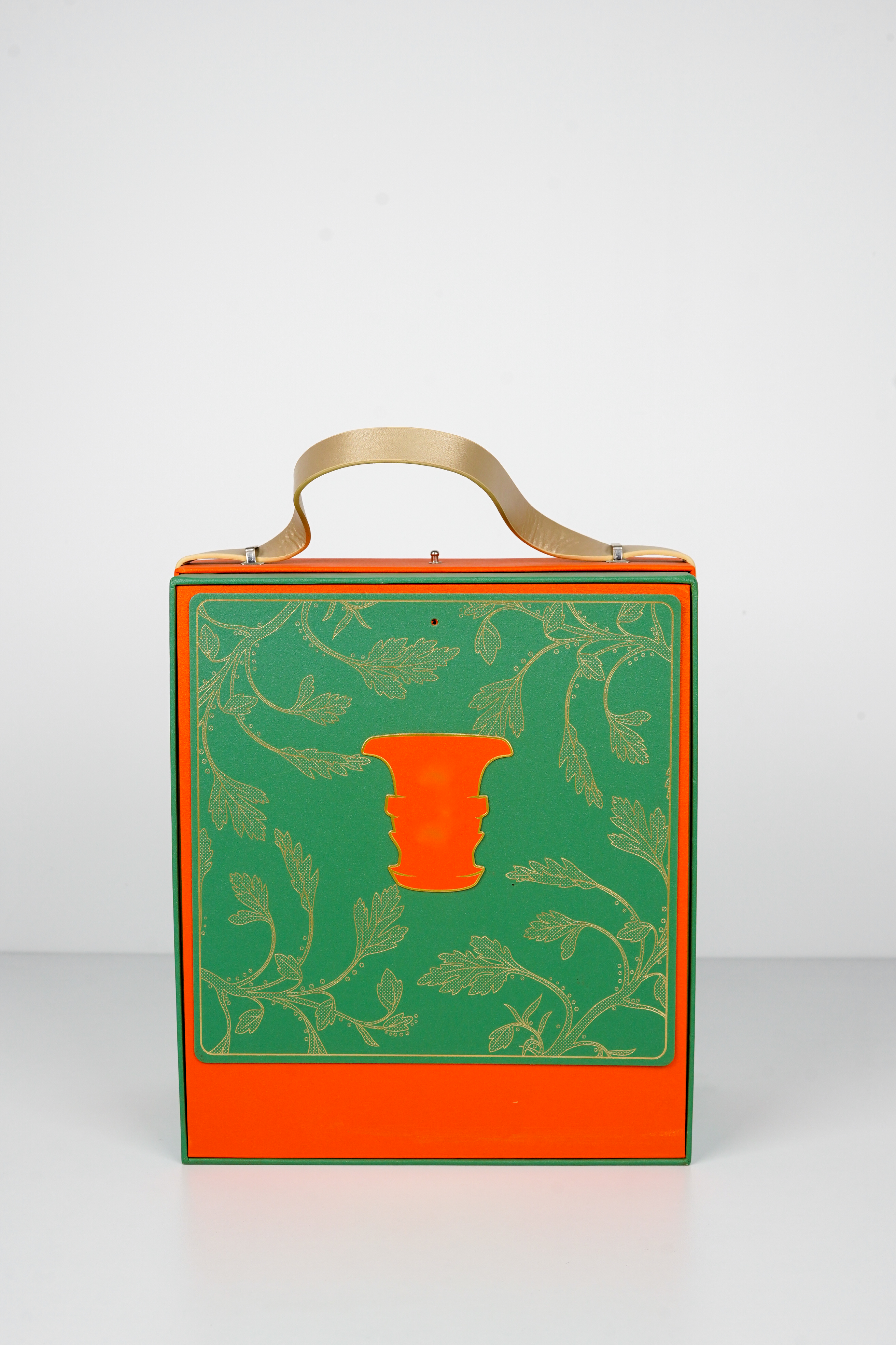 Wholesale Custom Green-Orange Printed Gift Box, Rigid Cardboard Tote Box with Fabric Handle for Festival Gifts &amp; Food Packaging
