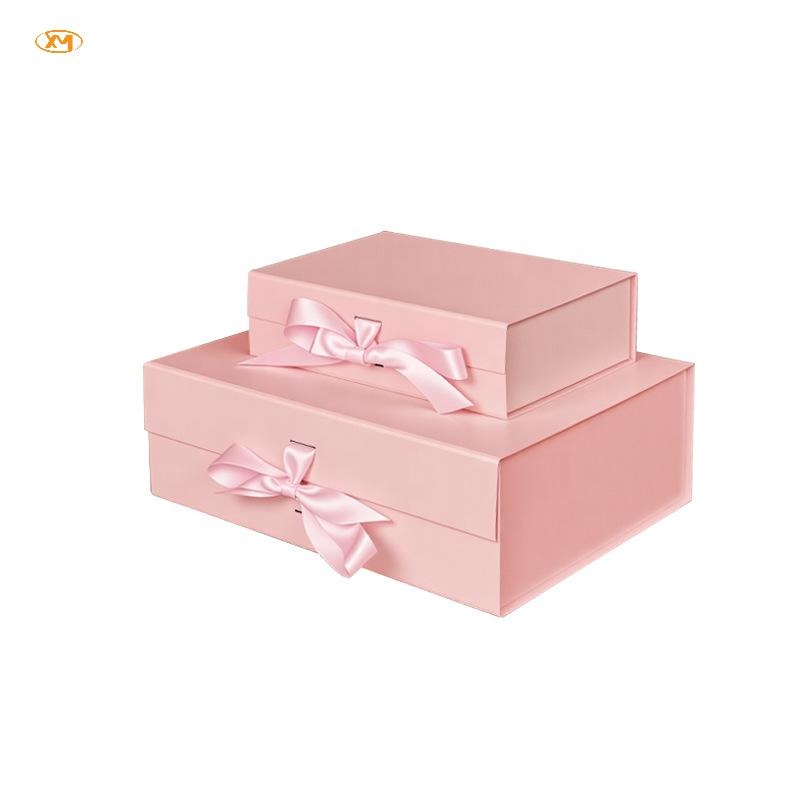 Collapside Magnetic Boxes Printed with Custom logo Foldable Storage Gift Boxes with Ribbons Adhesive Tapes