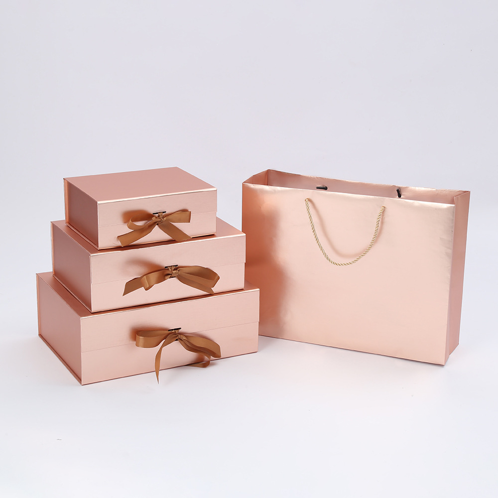 Creative Bow-Tie Rectangular Flip-Top Folding Gift Box with Die Cuts Empty Cosmetic Souvenir Box Custom logo