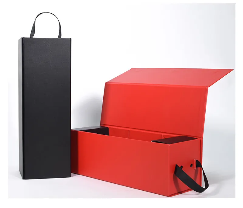 Red Wine Universal Gift Box Packaging Box, One-Piece Folding Box, Hand-Held Box