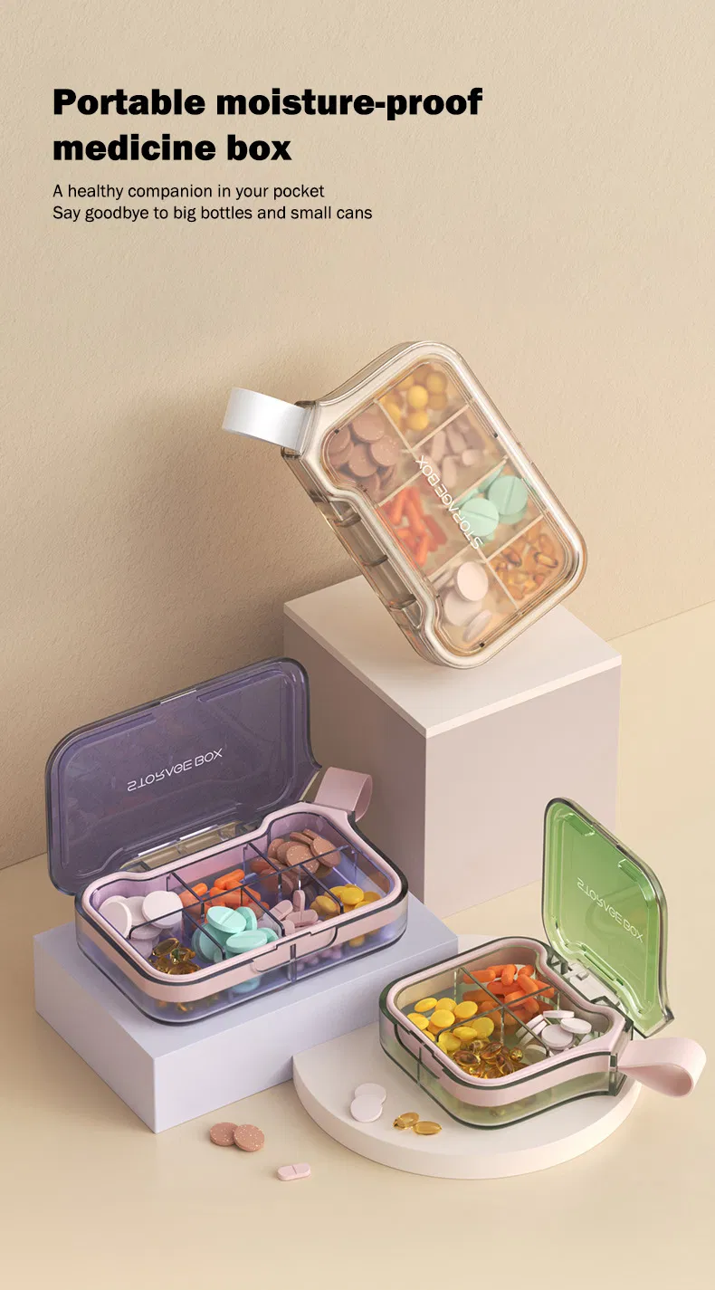 Portable Design 4 Grids Pill Box Organizer Outdoor Storage Case Promotional Gift
