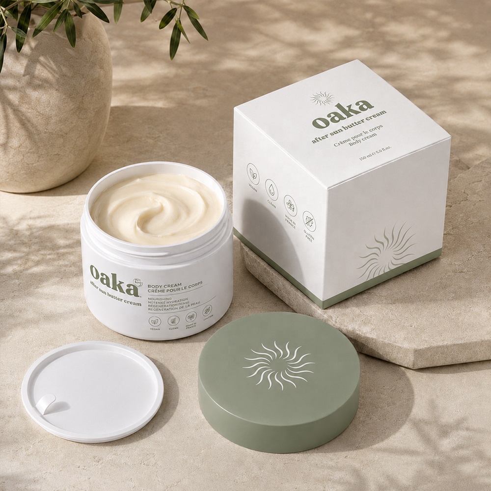 YAN Packaging High Quality Round Custom White Color 100ml Cosmetic Pet Containers Plastic Jars With Lids Paper Box Customize