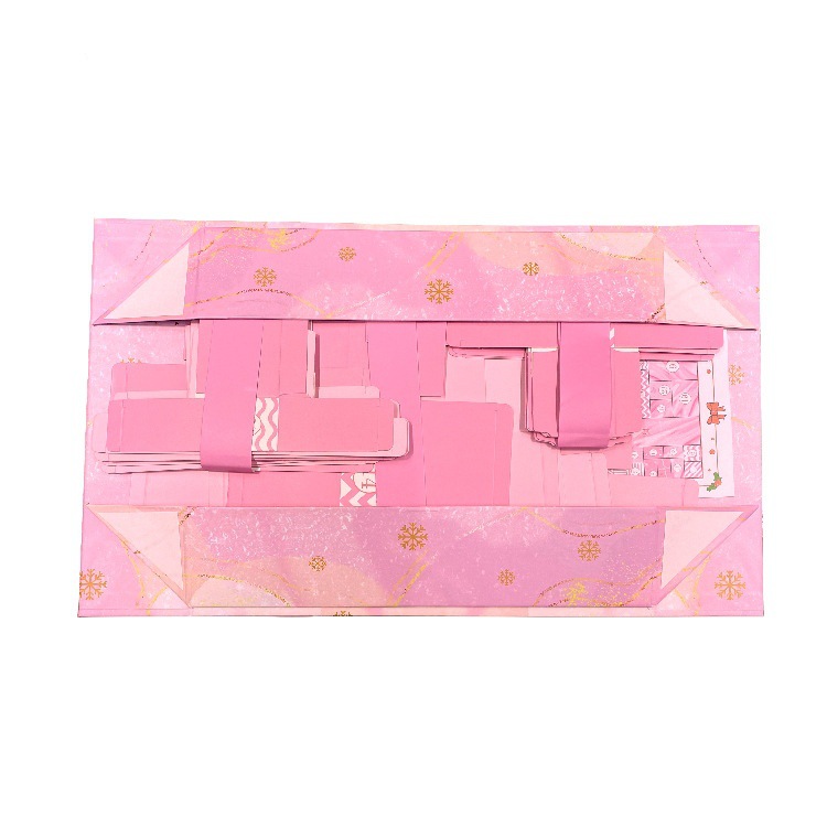 Empty Advent Calendar Box for Gift Packaging Decorative Snowflake Print Sturdy Cardboard Foldable Easy to Store Holiday Use