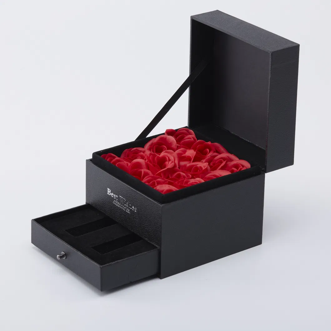 Factory Price Luxury Custom Jewellery Gift Box Hot Product Box Black Box Rose Flower Decorate