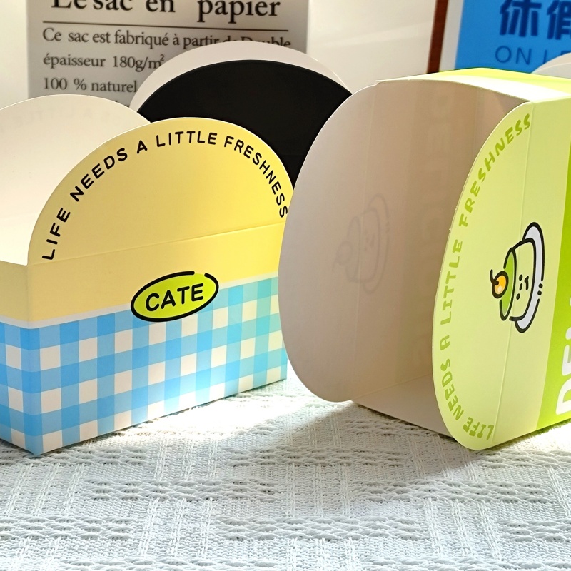 Customized Biodegradable Matt Lamination Foldable Disposable Takeaway Dessert Bagel Bread Sandwich Baby Food Packaging Box for
