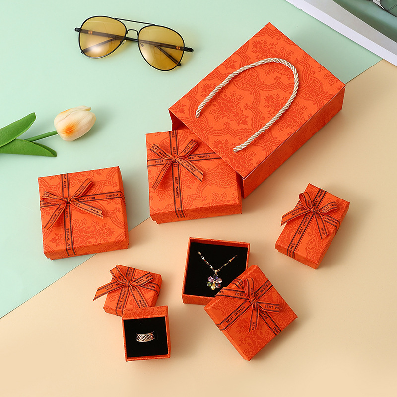Gift Carton Necklace Gift Set Earring Box Bow Customizable Handmade Drawer Box for Packaging Clothing Jewelry
