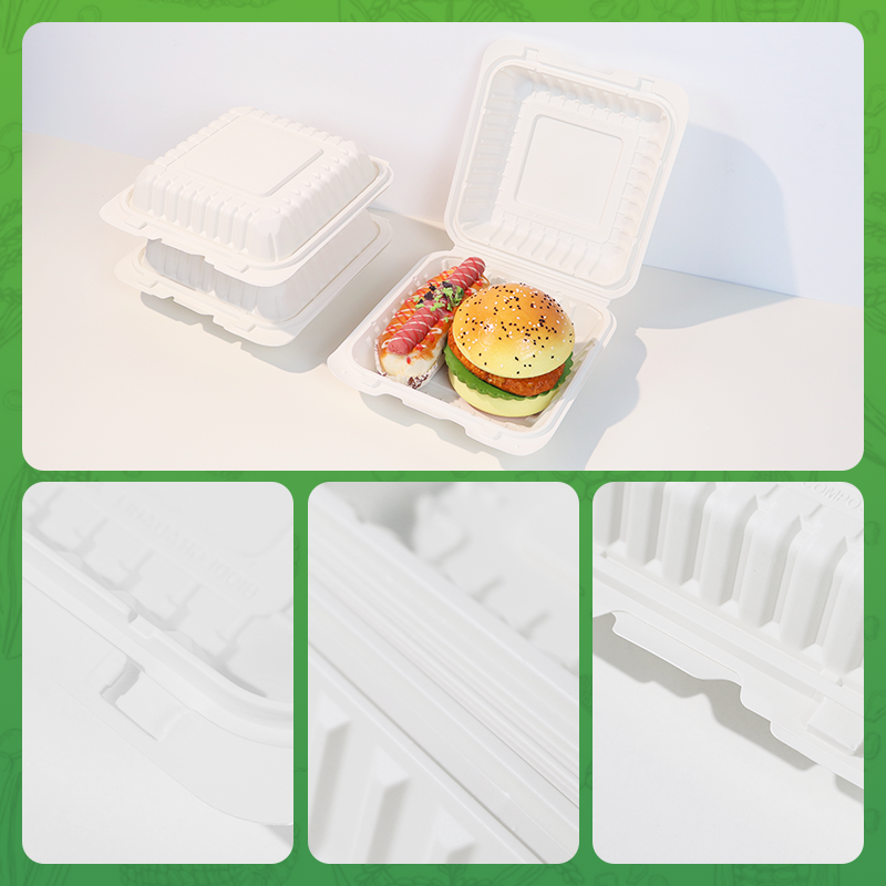 Manufacturer Wholesale Cornstarch Custom Logo Microwaveable Takeaway Fast Food Chicken Food Container Disposable Food Packaging