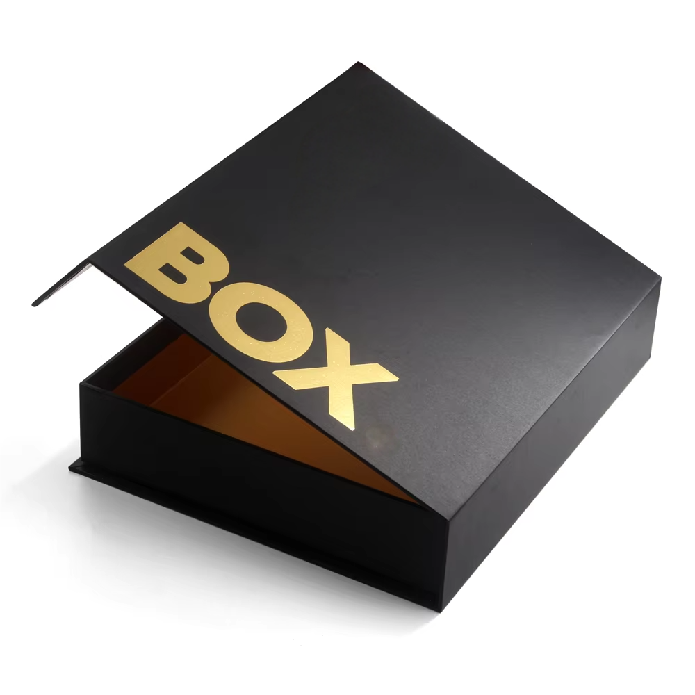 Custom Luxury Magnetic Gift Box for Jewelry &amp; Apparel Foldable Black Rigid Packaging with Logo Printing