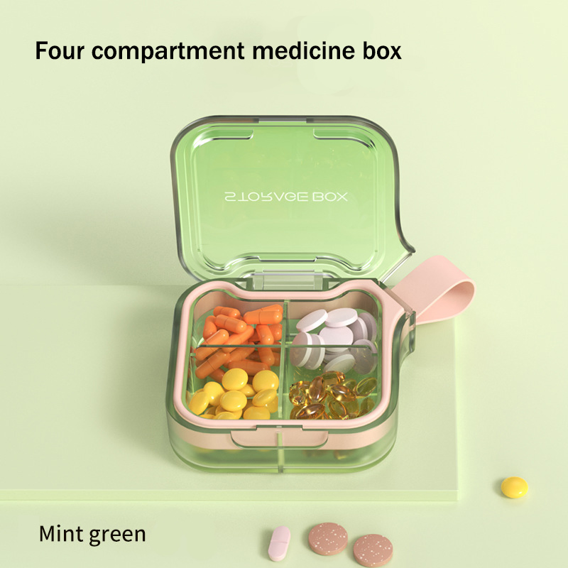 Portable Design 4 Grids Pill Box Organizer Outdoor Storage Case Promotional Gift