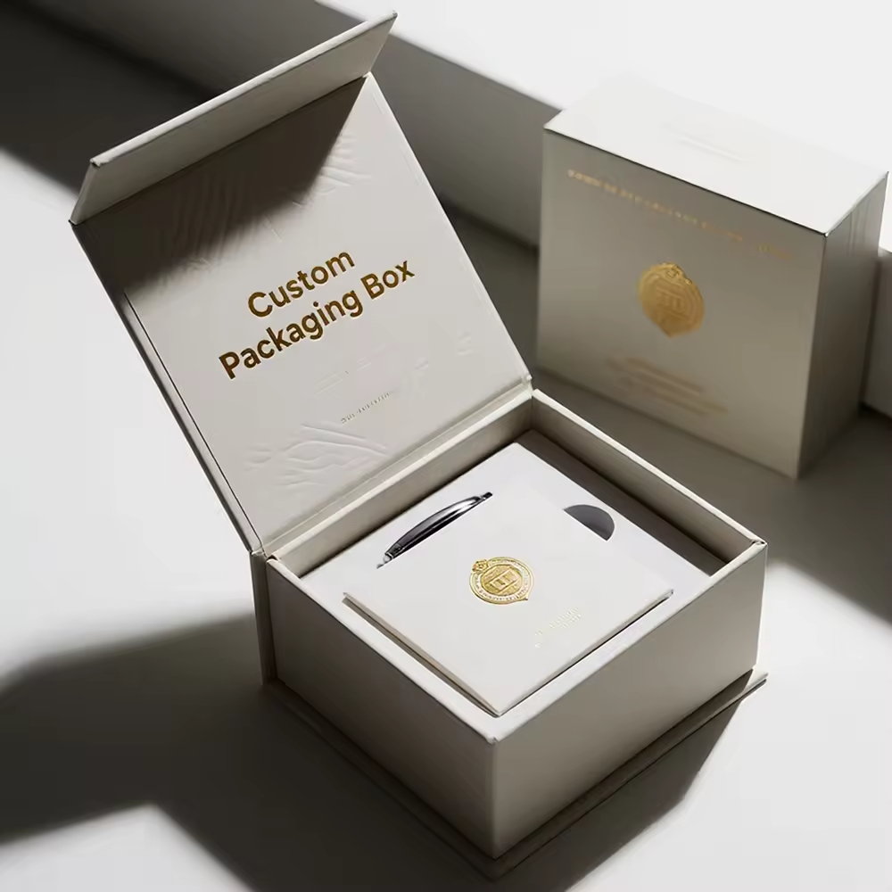 Custom Magnetic Box and Luxury Ivory White High-end PR Paper Box and Sophisticated Gift Box Packaging