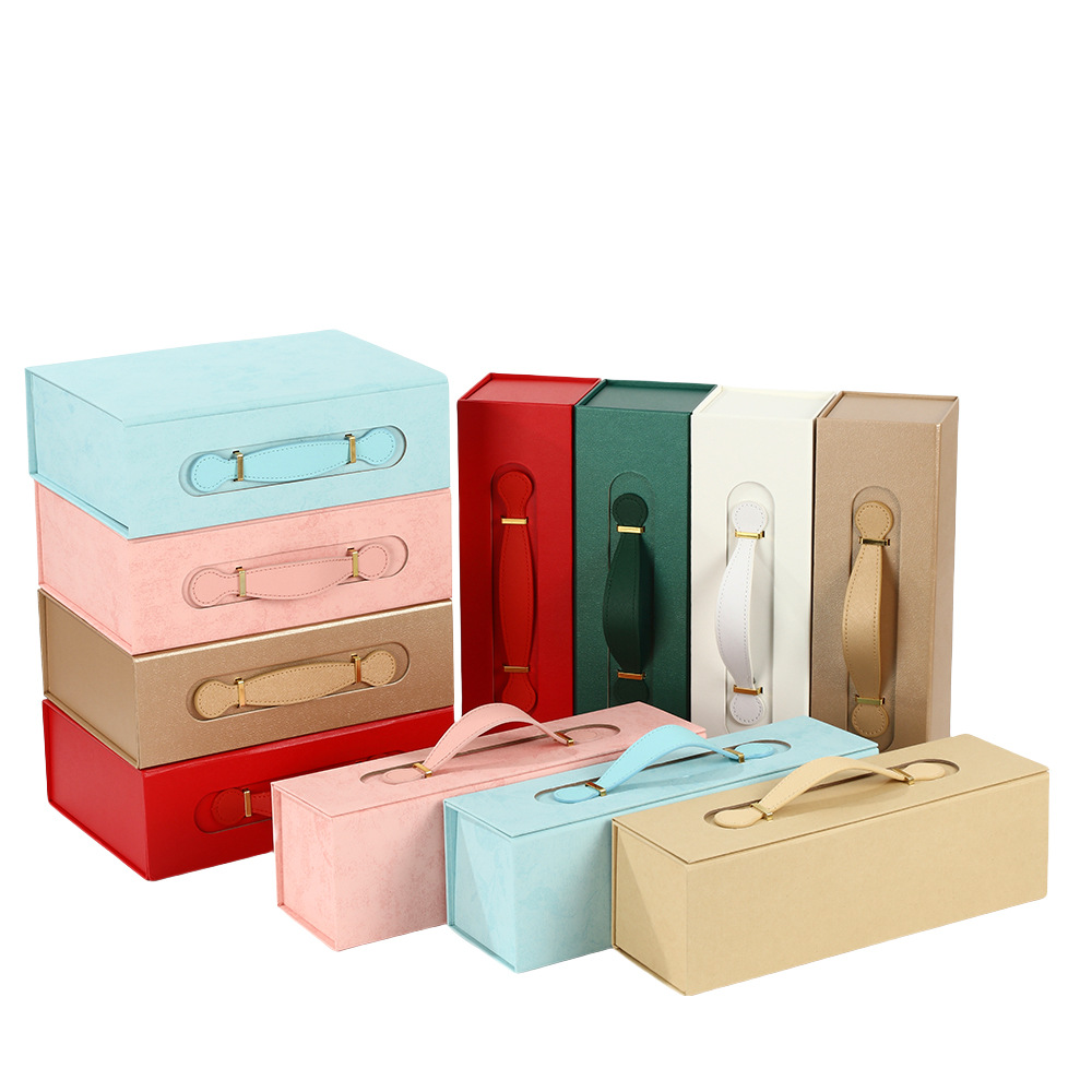 Specialty Paper Folding Gift Box Flip Magnetic Absorption Artistic Small Rectangular Valentine's Day Bow Packaging Printing