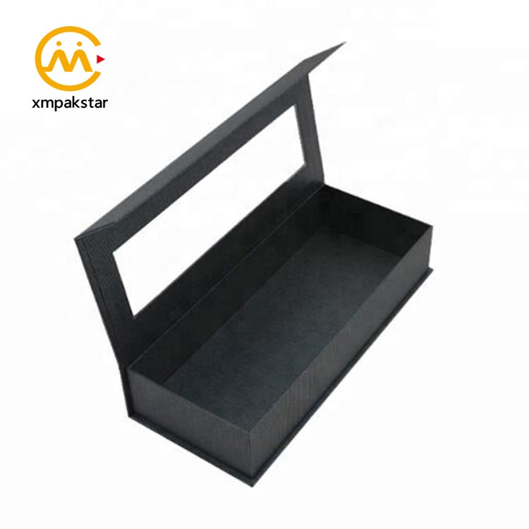 Wholesale Custom logo Printed Black Paper Magnetic Gourmet Product Packaging Gift Box with clear Window