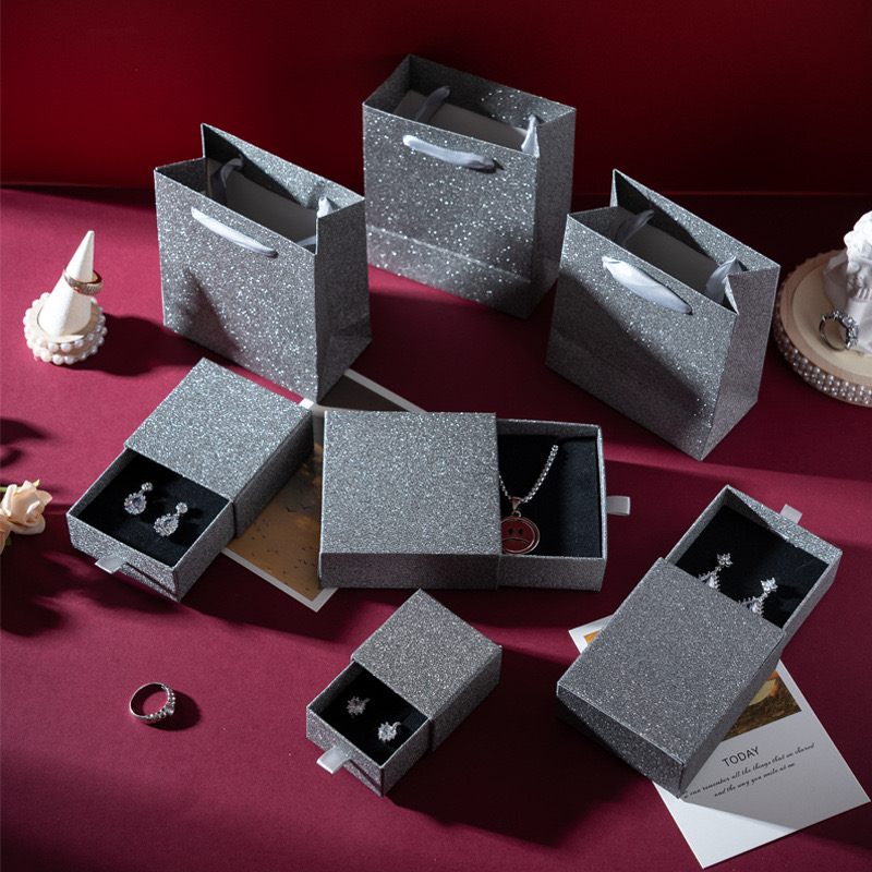 High Quality Wholesale Luxury Jewelry Rigid Drawer Gift Box Recyclable Packaging Boxes for Rings Necklace