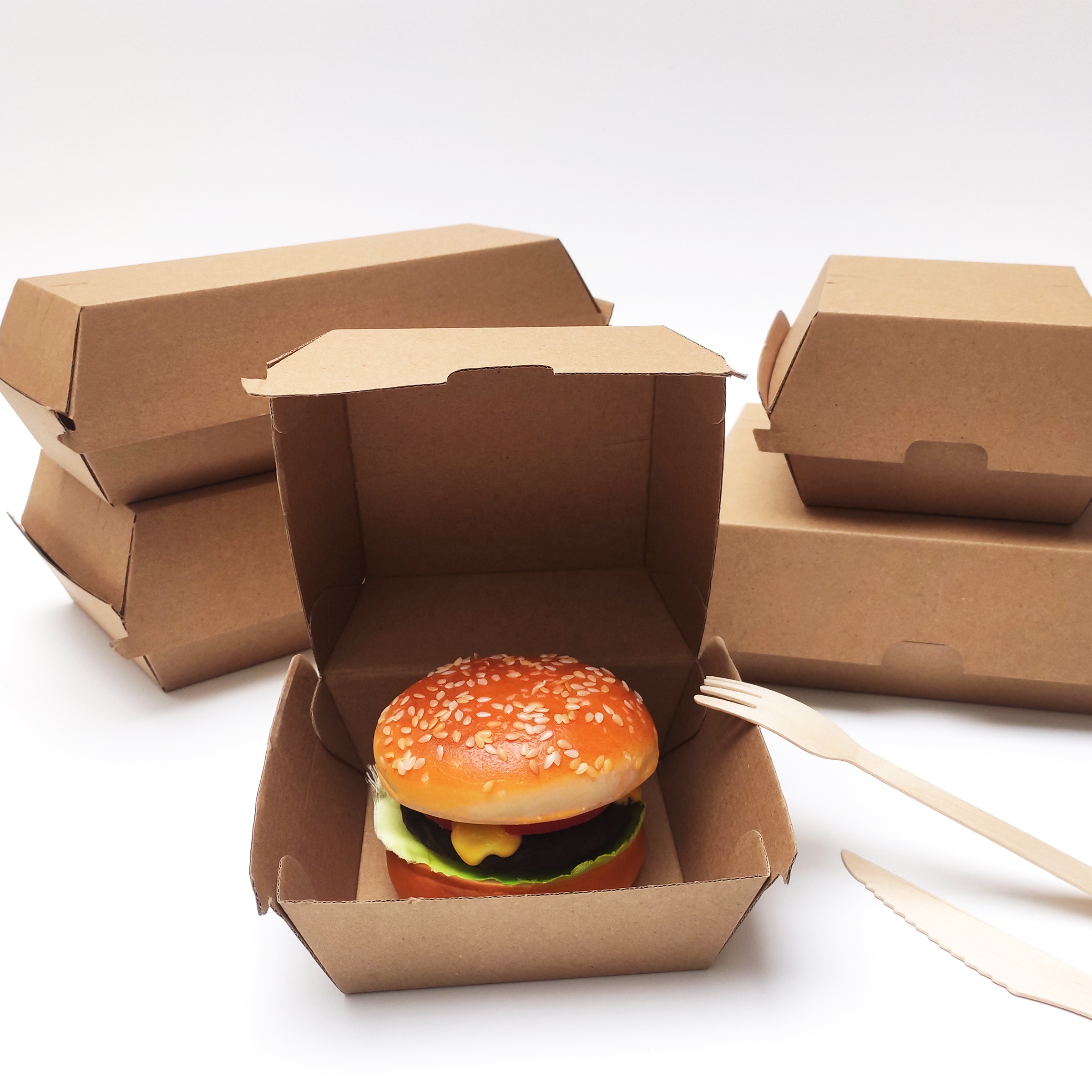 Custom Disposable Fast Food Packaging Takeout Cardboard Burger Paper Box