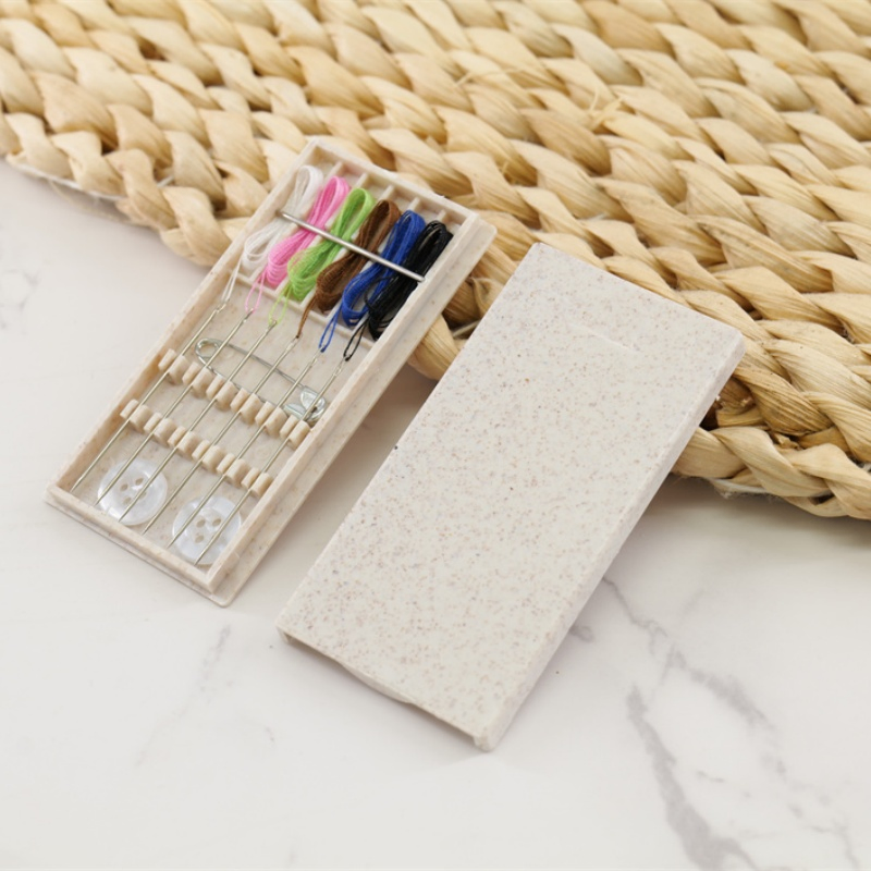 Customized Logo White Sewing Box Mini Pocket Folding Sewing Box for Hotel and Travel Agency Promotional Gift