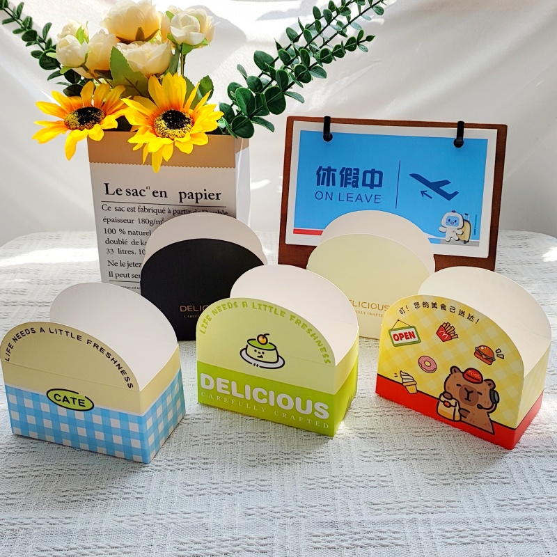 Customized Biodegradable Matt Lamination Foldable Disposable Takeaway Dessert Bagel Bread Sandwich Baby Food Packaging Box for