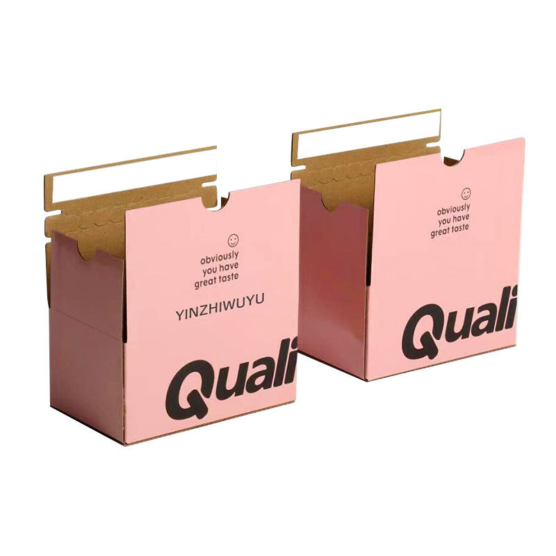 Premium Stylish Pink Custom Printed Foldable Tear-off Corrugated Paper Lid Box For Food Gift Packaging