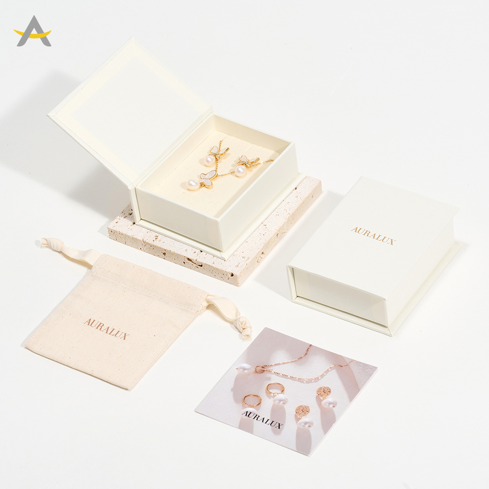 Auralux Custom Logo Reusable Book Style Paper Gift Earring Necklace Jewelry Packaging Box